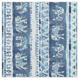 Tissu Tribal d'éléphant d'indigo d'ELEPHANTING