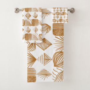 Tissu Tribal des Caraïbes audacieux : Or, blanc