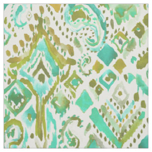 Tissu Tribal d'or de menthe de STUPÉFACTION de PAISLEY