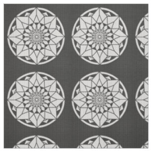 Tissu Tricot Star Mandala noir et blanc