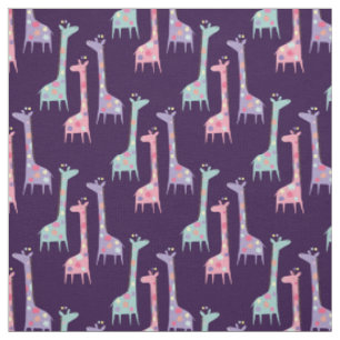 Tissu Trois Motifs de girafes tachetées au violet