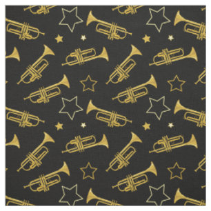 Tissu Trompettes et étoiles Motif