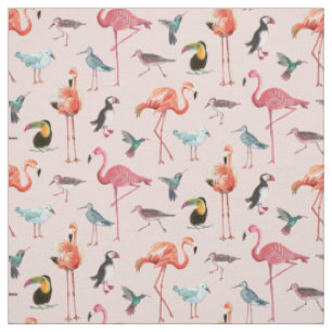 Tissu tropical des oiseaux   de Flamant rose