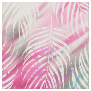 Tissu Tropical rougissent l'aquarelle blanche verte en