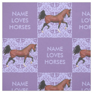 Tissu Trotting Bay Arabe Cheval Violet Motif Amusant
