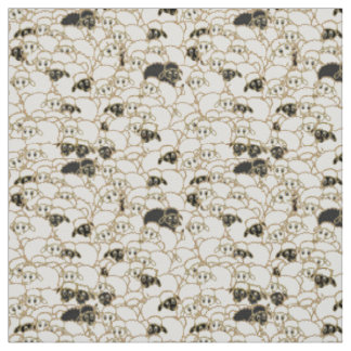 Tissu troupeau de moutons noir et blanc