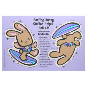 Tissu Trousse de poupée de lapin de surf hawaïen et anim