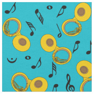 Tissu Tuba Music Notes Motif
