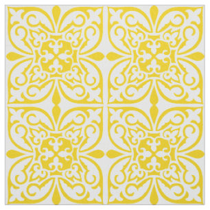 Tissu Tuile marocaine - jaune et blanc de moutarde