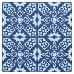 Tissu Tuile marocaine - marine et bleu-clair
