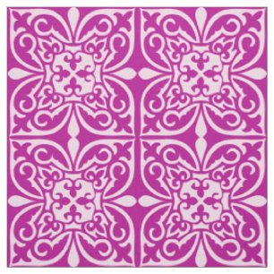 Tissu Tuile marocaine - prune pourpre et rose