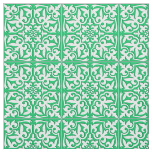Tissu Tuile marocaine - vert et blanc de jade