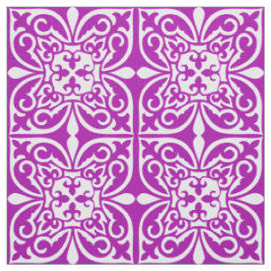 Tissu Tuile marocaine - violet violet et blanc