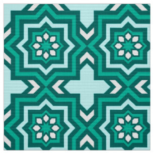 Tissu Tuile, turquoise, Teal, Aqua et blanc marocains