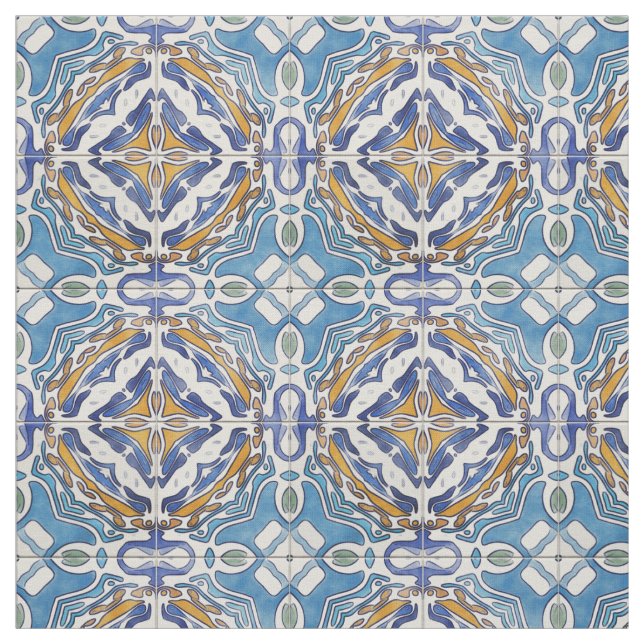Tissu Tuiles bleues (Échantillon)