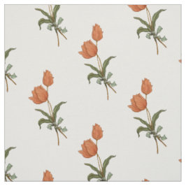 Tissu Tulip Bouquet Coral Pêche Tulipes Colorées