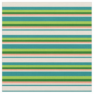 Tissu Turquoise, Bisque, Saumon clair, Vert foncé & Vert
