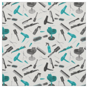 Tissu Turquoise Black Aquarelle Coiffeuse Salon Styllist