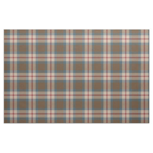 Tissu Turquoise Bleu Beige Brown Rouge Tartan Carré Moti