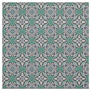 Tissu Turquoise Bleu Vert Rétro Chic Nouveau Déco Motif