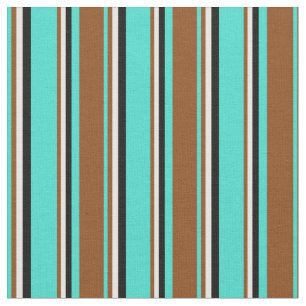 Tissu Turquoise, Brown, blanche et noire