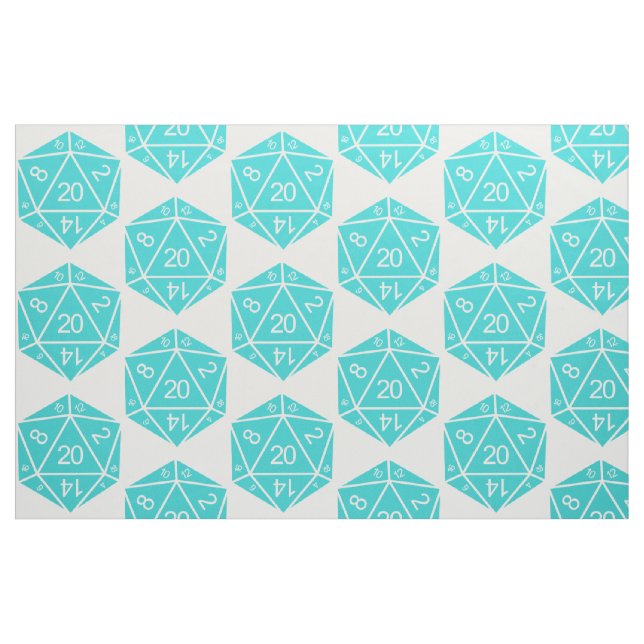 Tissu turquoise D20 dés (Fat Quarter)
