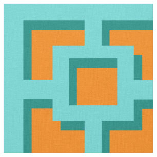 Tissu Turquoise et Trellis orange rétro