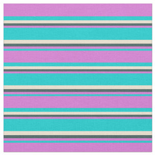 Tissu Turquoise foncé, orchidée, gris ardoise foncé et b
