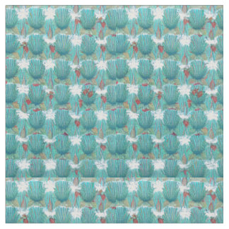 Tissu turquoise géométrique Art Déco Sea Shell 1950