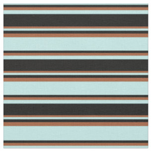 Tissu Turquoise, Noir et Sienne Motif de Stripes