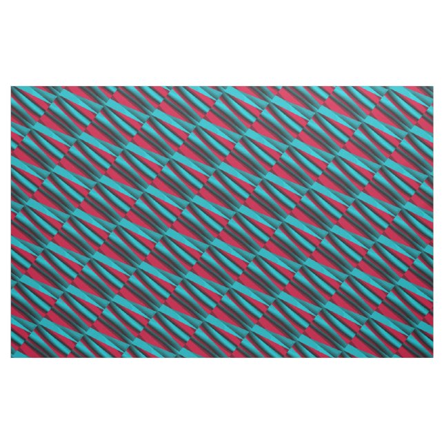 Tissu Turquoise-rouge Abstrait (Yard)