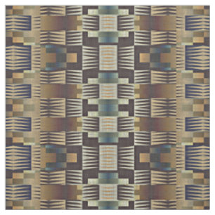 Tissu Turquoise Tan Taupe Brown Mosaïque Tribale autocht