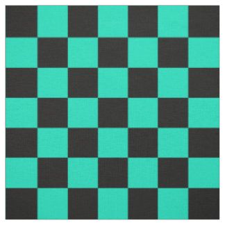 Tissu Turquoise Turquoise Black Checker Motif Textile