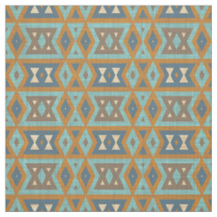 Tissu Turquoise Turquoise Orange Brown Eclectique Ethniq