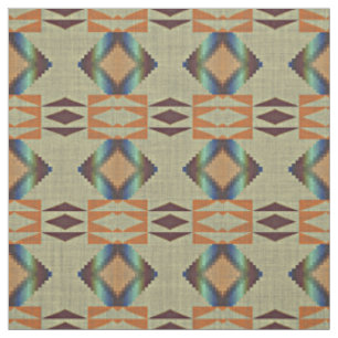 Tissu Turquoise Turquoise Orange Native Tribal Mosaic Mo