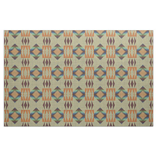 Tissu Turquoise Turquoise Orange Native Tribal Mosaic Mo