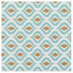 Tissu Turquoise Turquoise Retro Chic Ikat Abaisse Motif
