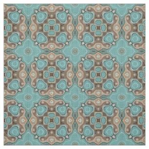 Tissu Turquoise Vert Brown Bali Batik Style Motif