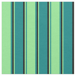 Tissu Turquoise, vert clair et rayures noires