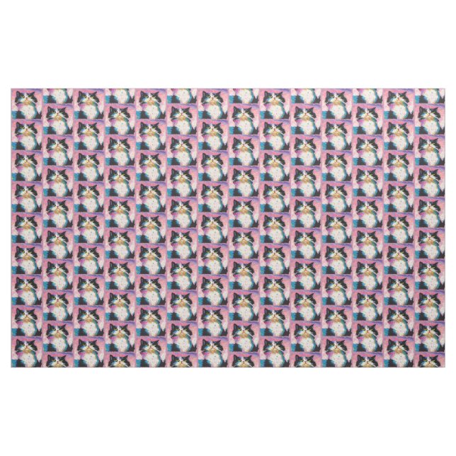 Tissu Tuxedo Chat coloré (Yard)