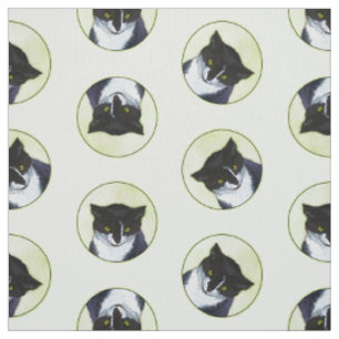 Tissu Tuxedo Chat Portrait Peinture Cute Art Original