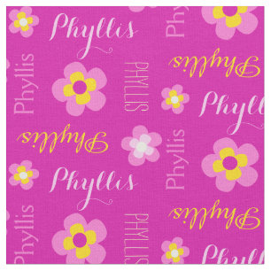 Tissu typographique rose nommé personnalisé par