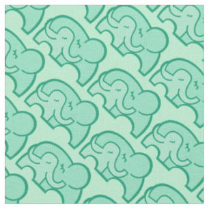 Tissu Un éléphant graphique embrasse le motif vert