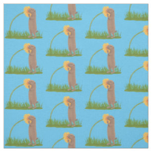 Tissu Un mignon chien de prairie reniflant la caricature