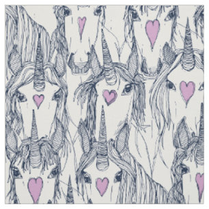 Tissu unicorne amour marine orchidée blanche