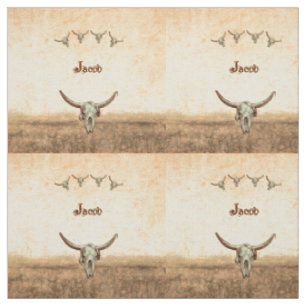 Tissu Vache Crâne Brown Pays Ouest Russe Motif