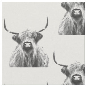 Tissu Vache noire et blanche des Highlands