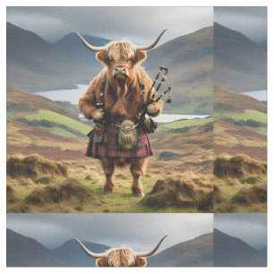 Tissu Vache Terrestre Drôle Avec Bagpipes,