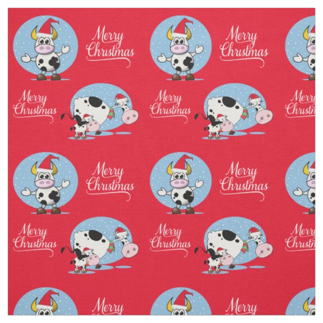 Tissu Vaches de Noël Joyeux Noël (Échantillon)
