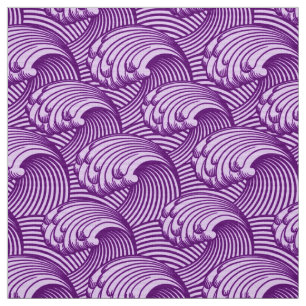 Tissu Vagues japonaises vintages, pourpre et lilas
